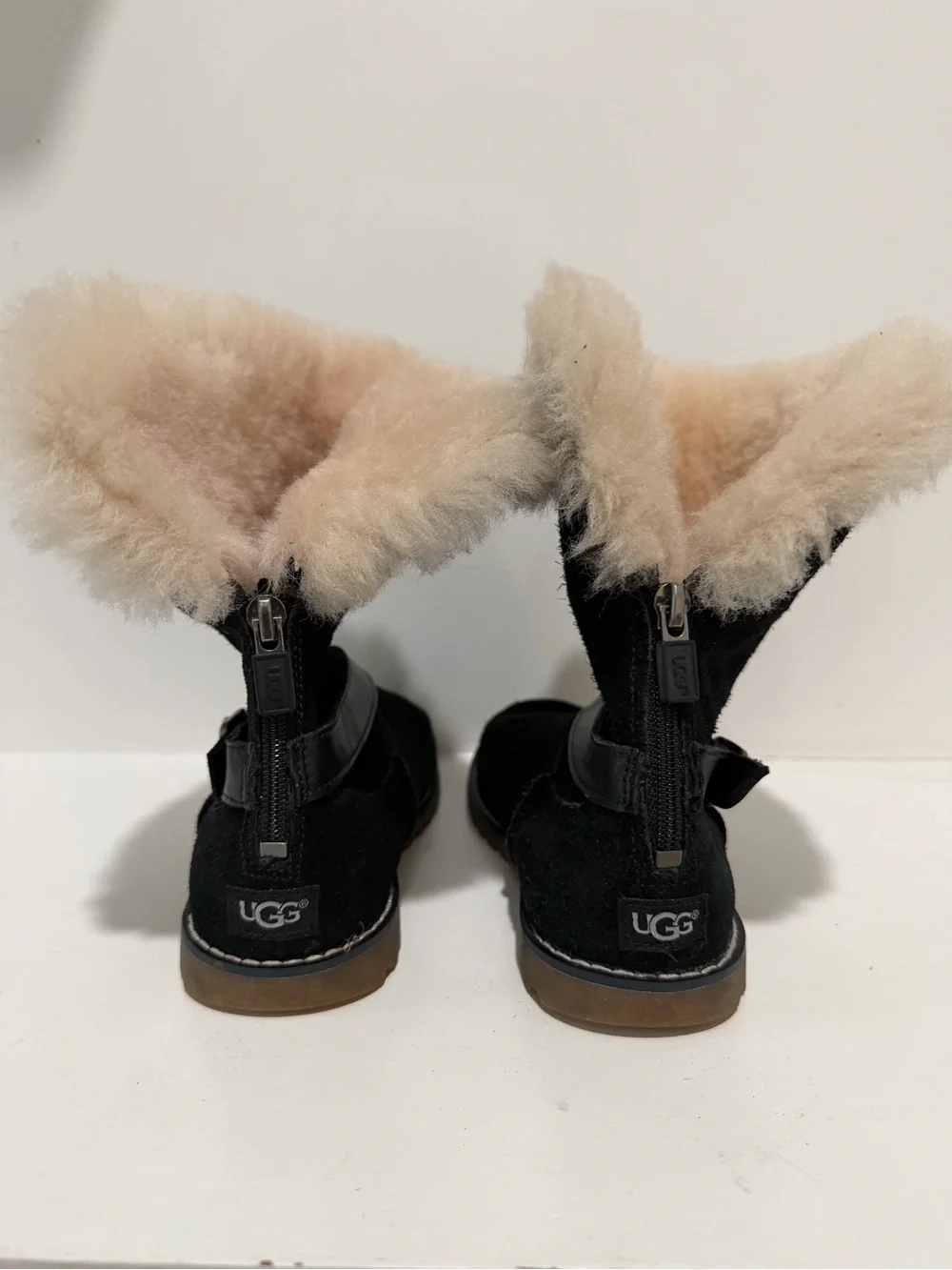 UGG Kids Black Shearling Boots – Size 12